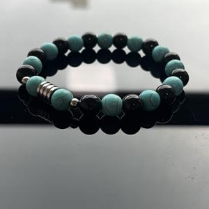 Bracelet en pierre naturelle avec perles de verre colorées – Équilibre vie-travail – Vente directe usine – Taille ajustable - Product Image 4