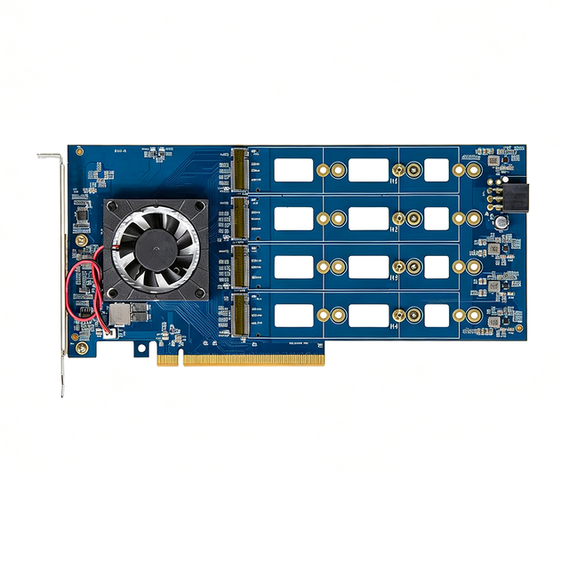 PCIe 4.0 X16 to 8 M.2 NVMe SSD Adapter Card PEX88048 Chipset Server Storage Expansion Card With Cooling Fan