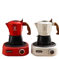 Ensemble de 7 pièces, cafetière moka moderne à double valve, ensemble de café portable avec cuisinière électrique en céramique, moulin à café électrique pour la préparation du café