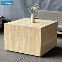 Pierre naturelle Wabi-sabl Style Moderne Grand Cube Carré Beige Travertin Table Basse Table à Thé pour Salon Villa Hôtel Décor