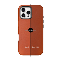 Étui en cuir ciré vintage pour iPhone 16 Pro, coque de protection fine en cuir véritable de luxe