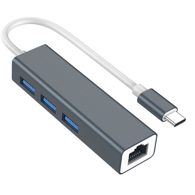 USB Type C Hub 1000Mbps Network 4 Ports USB 3.0 USB to Rj45 Gigabit Ethernet Adapter Product in Stock