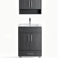 Meuble-lavabo commercial moderne sur pied de 24 pouces en acier inoxydable brut pour salle de bain