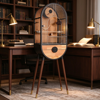 Cage à oiseaux semi-circulaire en fer et acier inoxydable, avec maisonnette en bois pour petits animaux, respirante, facile à assembler, pour intérieur