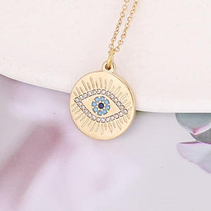 Collier simple minimaliste en plaqué or 18 carats avec zircon en acier inoxydable et protection bohème pour les yeux <span class=keywords><strong>mal</strong></span>éfiques - Product Image 4