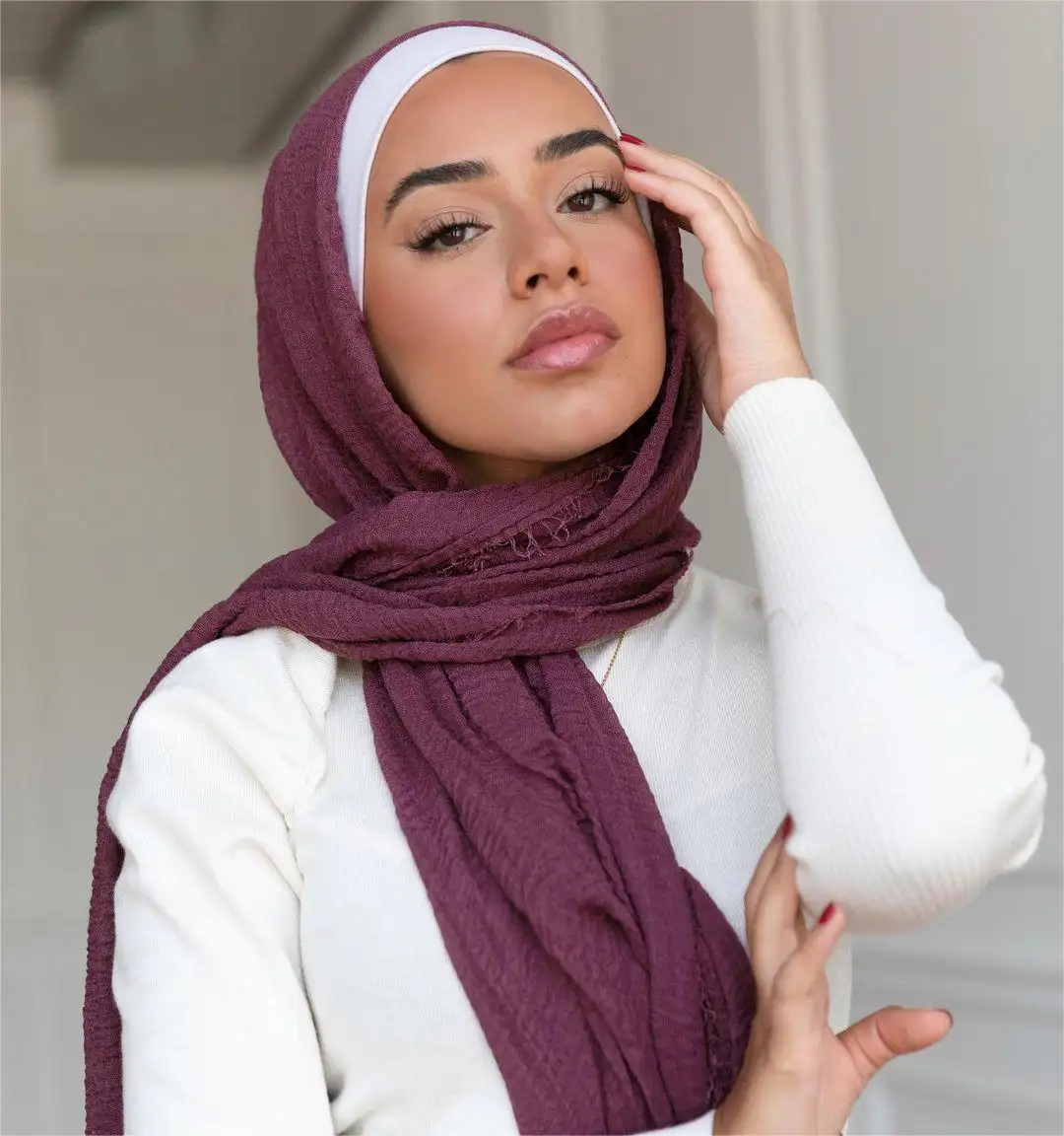 GLS046 sciarpe personalizzate all'ingrosso della cina a buon mercato delle donne etniche voile musulmano Hijabs di cotone sciarpe e scialli