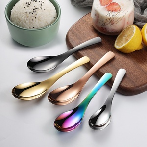 Ensemble <span class=keywords><strong>de</strong></span> cuillères à soupe en acier inoxydable finition miroir, robustes, à manche court, style asiatique, pour ramen, riz, thé, café, dessert, vaisselle - Product Image 4
