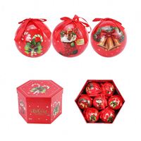 Boîte cadeau haut de gamme, ornements de boules de Noël avec éléments décoratifs peints, cloches, cannes et chaussettes, modèle 75-269