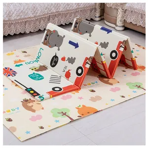 Eco Friendly Non-Toxic Large Soft Waterproof Folding Baby Crawl Play Mat Double Side Colorful Cartoon Foldable Baby Play Mat