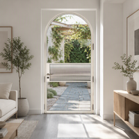 Porte d'entrée extérieure en acier moderne et simple, porte extérieure en acier résistante aux chocs avec finition personnalisée