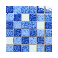 Großhandel 48x48 blau leuchtende fluor zierende Schwimmbad fliesen, Mosaik Keramik glasierte leuchtende Schwimmbad fliesen