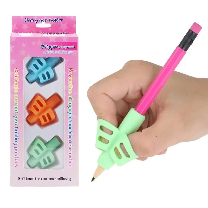 3 pcs 어린이 필기 연필 펜 홀더 학생 학습 연습 아이 필기 자세 교정을위한 실리콘 연필 그립