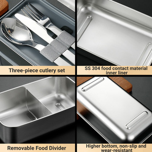 Bền vững Nhật Bản Bento hộp mùi Stain <span class=keywords><strong>container</strong></span> với có thể tháo rời Divider thép không gỉ Hộp Ăn Trưa lò vi sóng-an toàn hai lớp - Product Image 4