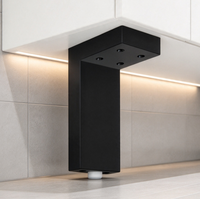 Pied de meuble réglable noir en forme de L, support robuste avec patin de nivellement pour meuble-lavabo et armoire de salle de bain