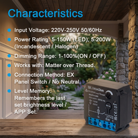 BiLiHonDim Matter Over Thread Smart Dimmer : programmation, compte à rebours, commande vocale, compatible avec SmartThings, Alexa et Smart Life