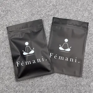 Bolsas pequeñas de aluminio negro mate con logotipo personalizado, bolsita de embalaje para muestras, café, té, hierbas, bolsas con cremallera Mylar