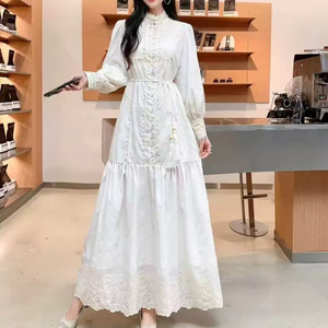 Vêtements pour femmes, robe de style <span class=keywords><strong>palais</strong></span> français, robe longue brodée modeste, robe maxi - Product Image 3