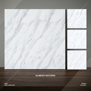 Vistaar 600x600mm Marble Look Glossy Porcelain Tiles Floor Wall Interior Design for Home - Product Image 2