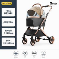 Poussette pour animaux de compagnie en métal détachable de qualité supérieure, pliable, légère, à 4 roues, pliage à une main, chariot pour chien et chat, poussette de voyage toutes saisons