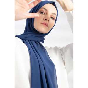 Élégant foulard en mousseline indigo pour femme, accessoire de robe modeste en fibre de polyester transparente - Product Image 3