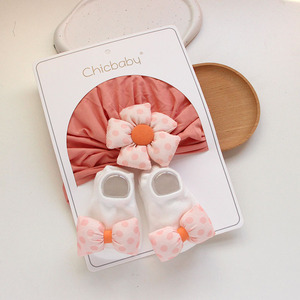 Ensemble Bonnet et Chaussettes Bébé Nouveau-né à Pois Printemps Automne, Chaussettes Mignonnes à Fleurons pour Bébé de <span class=keywords><strong>6</strong></span>-12 <span class=keywords><strong>Mois</strong></span> - Product Image 2