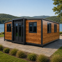 Maison conteneur extensible à double aile en bois, mini-maison préfabriquée, camping-car, camping, complexe hôtelier, fournisseur d'usine en gros