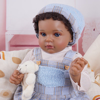 Poupée Reborn de 18 pouces en peau noire, poupée nouveau-né réaliste, jouet compagnon, cadeau pour enfants