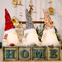 Glow Plush Gnome Dwarfs Rudolph poupée décoration de bureau Santa Figurines ornements d'arbre de Noël avec lumières LED