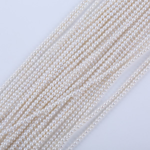 Cuentas Redondas Planas de Imitación de Perla Dorada de 3-3.5mm de Zhuji, Perlas de Agua Dulce Naturales, Cuentas Sueltas para Hacer Collares y Pulseras - Product Image 1