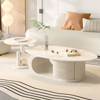 Table basse ovale convertible en ardoise, style moderne minimaliste, mobilier de salon pour petits appartements, style luxueux, nouveau design