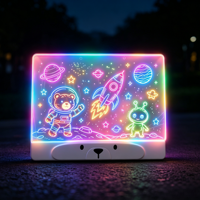 Pizarra de Dibujo LED RGB Portátil de Fábrica con Control Remoto Dual, Temática de Animales y Naturaleza, Recargable, Regalo para Niños en Todas las Fiestas