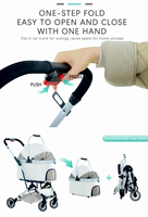 Poussette pliable pour animaux de compagnie légère à 4 roues, imperméable, avec pliage à une main et sac de transport amovible pour chiens et chats