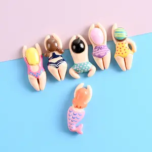 Swimming Little People Cream Gel Accessories Hairpin Refrigerator Stickers DIY Brooch Material Small beads plastic resin charms