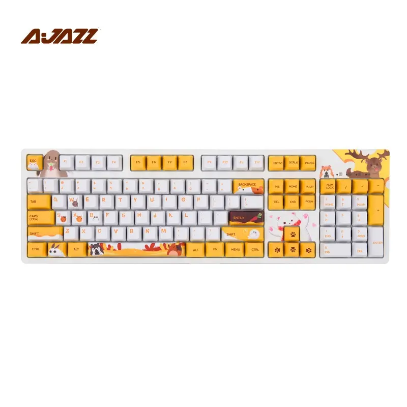 Keyboard Gaming Mekanis OEM Keyboard Cherry MX Tombol Tombol Tombol Kartun PBT Grafiti untuk Gamer/Kantor/Anak Perempuan