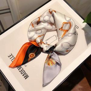 Wholesale <strong>Custom</strong> Label logo Neck Scarf Fashion Business Style Print Square Satin Silk Scarf High Quality <strong>Bandana</strong> Scarf - Product Image 3