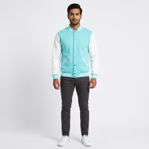 Chaqueta universitaria de béisbol para hombre, con logo OEM personalizado, de gran tamaño, con mangas de cuero, bordado de chenilla, para invierno. - Product Image 1