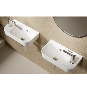 Lavabo de Cerámica de Porcelana Pulida de Lujo Moderno, Montado en la Pared, con Escurridor, Capacidad de 9L, para Baño - Product Image 1