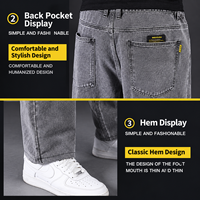 Jeans pour hommes grande taille, coupe ample, jambe droite, pantalon large avec taille élastique, pour l'automne