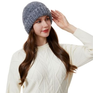 Solid Color Knitted Beanie Warm Wool Hat Unisex Winter Foldable 56-58cm Headband - Product Image 4