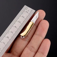 Mini couteau de poche pliable en laiton avec lame en acier inoxydable, petit couteau utilitaire pliable pour porte-clés, couteau cadeau