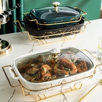 Ensemble de plats chauds en marbre pour buffet, soupe, casserole, plats chauds pour la restauration, chauffage au feu, pot à soupe en céramique