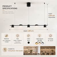 Luminaire suspendu moderne à 5 têtes, noir, LED 35W, pour salle à manger, îlot de cuisine, bar, comptoir, café, salon