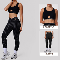 ARCHNANO Ensemble de yoga blanc à pois 2 pièces pour femmes, tenue de sport, gym, Hyrox, dos nageur, fitness, Pilates, logo personnalisé