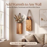 Set Pot Tanaman Dinding Bambu Premium 2 Pcs, Vas Gantung Dinding dengan Pegangan Kulit yang Kokoh untuk Dekorasi Tanaman Dinding Dalam Ruangan