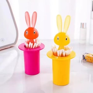 Cartoon Rabbit <b>Toothpick</b> Holder Press Type Self-Lifting Cotton Swab Storage Box Dustproof <b>Toothpick</b> Organizer Dining Table - Product Image 4