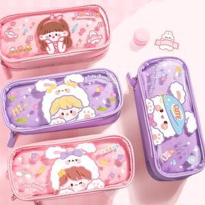 Tùy Chỉnh Dễ Thương Phim Hoạt Hình Gấu Thiết Kế Trong Suốt Rõ Ràng Vải TPU Bút Chì Trường Hợp Cho Cô Gái Không Thấm Nước Trường Trẻ Em Bút Chì Túi Cho Cô Gái - Product Image 1
