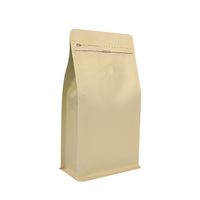 Sachet de café à fond plat coloré personnalisé en usine, refermable avec fermeture éclair et valve de dégazage pour le stockage alimentaire