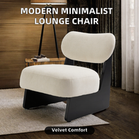 Fauteuil d'appoint moderne rembourré, siège individuel avec dossier coussiné et pieds en bois, pour salon et chambre