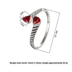 High End Jewelry Eco-friendly Triangular Cut Copper 12*12mm Multicolor Zircon Fashion <b>Cuff</b> <b>Bracelets</b> for Trendy Daily Wear - Product Image 2