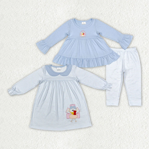 Conjunto de 2 Piezas de Ropa Casual para Niñas Pequeñas, con Apliques de Pavo, Estilo Boutique, para Otoño - Product Image 1